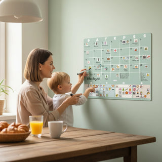 MAGO šeimos planavimo kalendorius – magnetinis mėnesio planuotojas ant sienos (rašomas, daugkartinis)