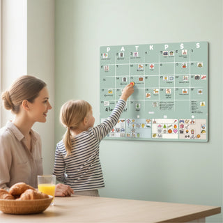 MAGO šeimos planavimo kalendorius – magnetinis mėnesio planuotojas ant sienos (rašomas, daugkartinis)