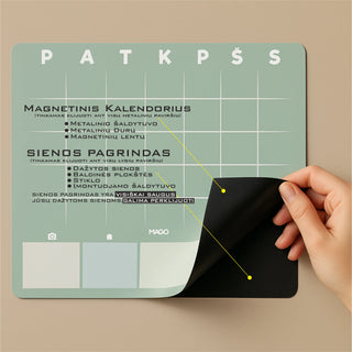 MAGO šeimos planavimo kalendorius – magnetinis mėnesio planuotojas ant sienos (rašomas, daugkartinis)