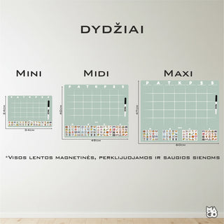 MAGO šeimos planavimo kalendorius – magnetinis mėnesio planuotojas ant sienos (rašomas, daugkartinis)