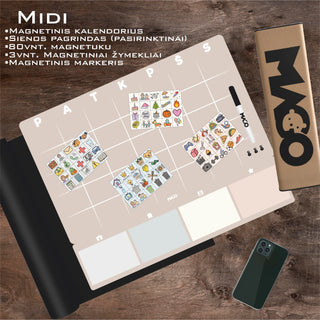 MAGO šeimos planavimo kalendorius – magnetinis mėnesio planuotojas ant sienos (rašomas, daugkartinis)
