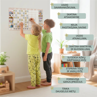 Ugdymo Lenta 2 vaikams - "Magnetinė vaikų elgesio ugdymo lenta"